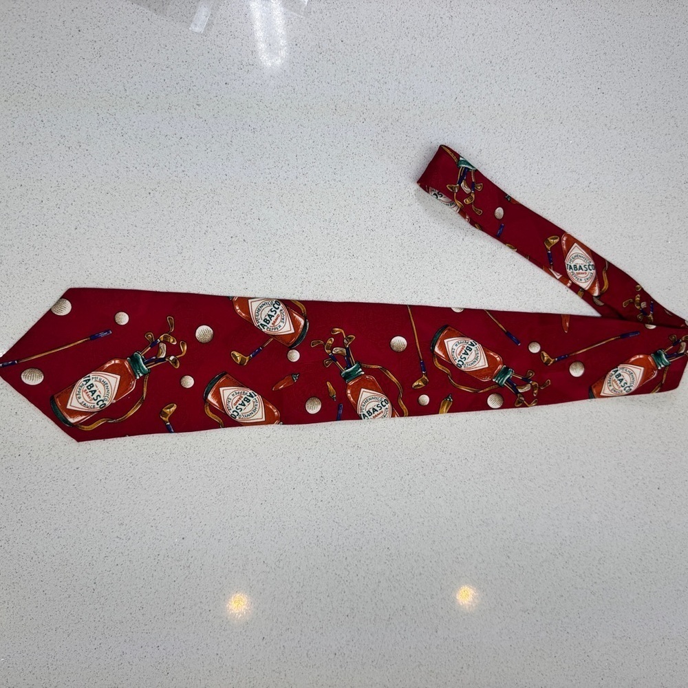 Vintage Tabasco Golf Red Silk Tie - Picture 7 of 7